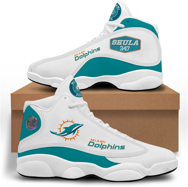 Women's Miami Dolphins AJ13 Series High Top Leather Sneakers 002